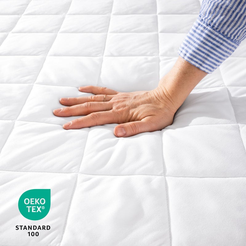 Bare Home Quilted Fitted Mattress Pad (Full) - Cooling Mattress Cover - Easily Washable - Elastic Fitted Cover for Mattress - Stretch-to-Fit up to 15 Inches Deep (Full) - Image 2